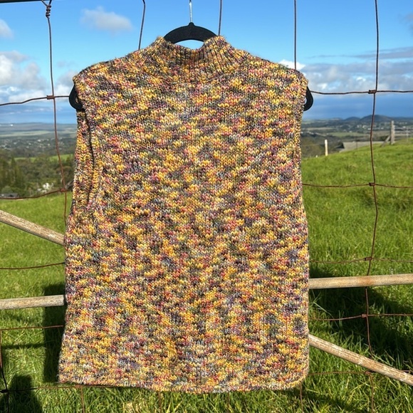 VTG TALBOTS Colorful Wool Blend Snap Button Knit Sweater Vest Cardigan - Picture 5 of 11